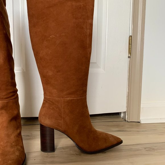 Ann Taylor Women's Suede Knee-High Pointed Toe Boots, Chestnut, size 9 NWOB - Picture 4 of 8